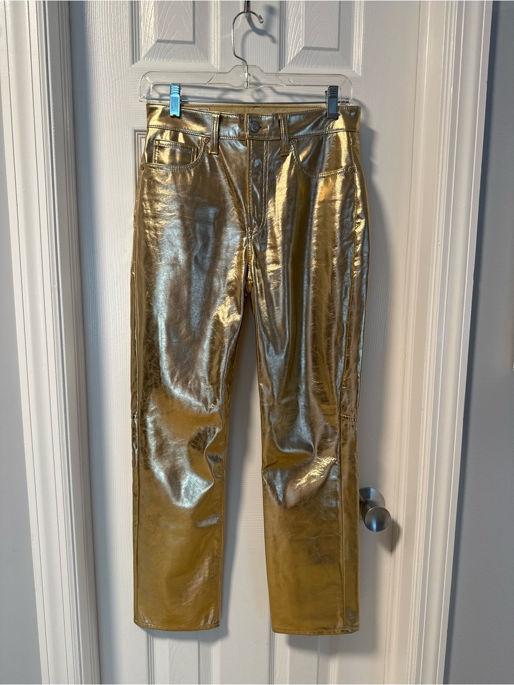 Metallic Gold Vintage Slim High Rise Jeans